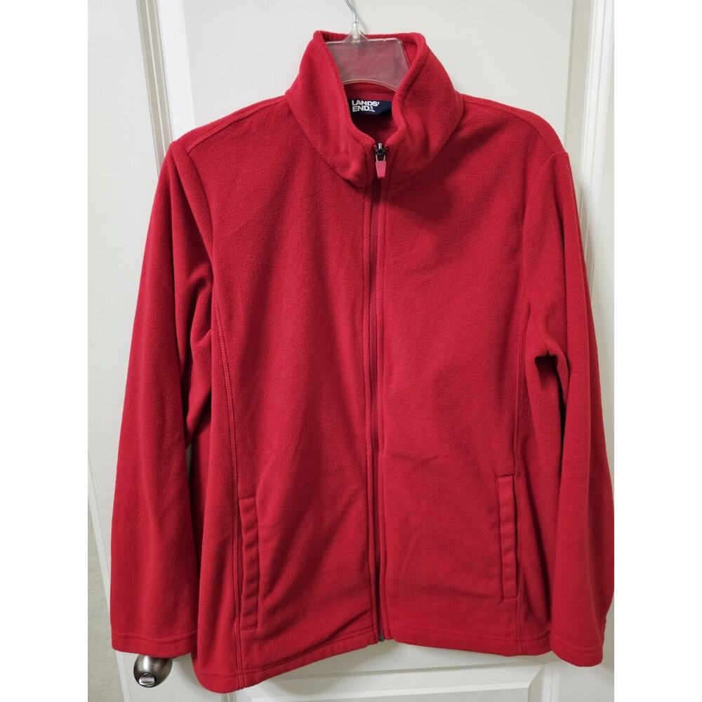 Women’s Red Lands End Full zipper Women's Large Fleece